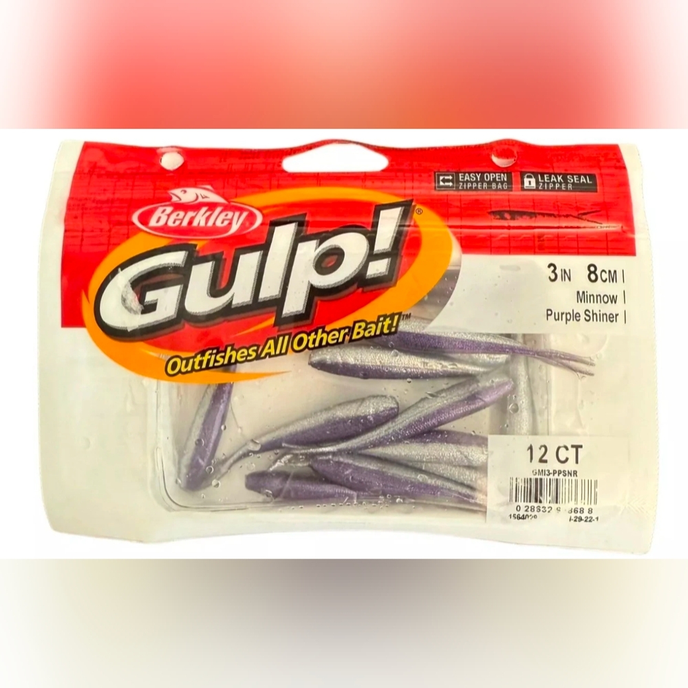 4 Pack Berkley Gulp! Minnow Fishing Soft Bait, Purple Shiner, 3".